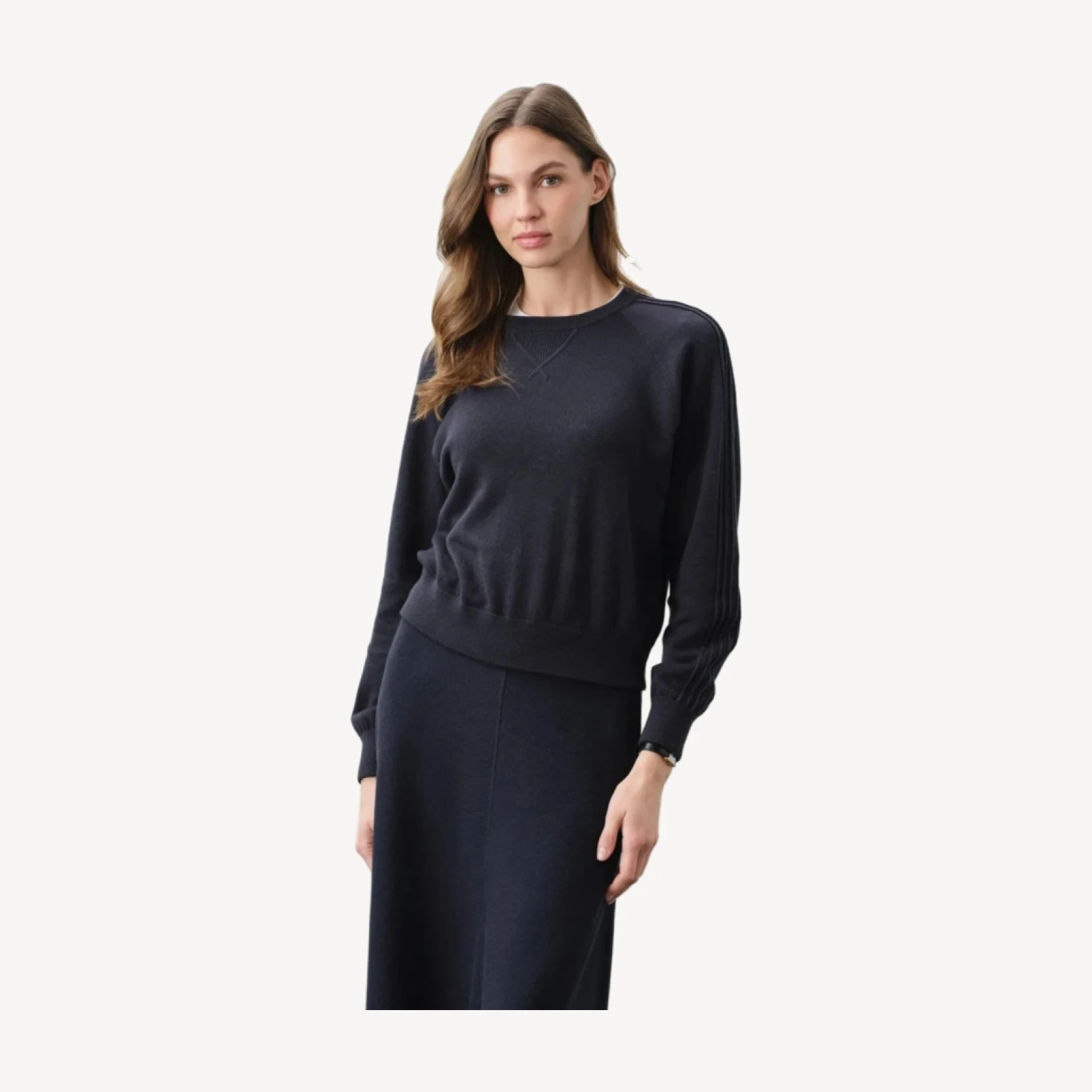 MAGLIA GIROCOLLO IN COTONE E CASHMERE KATIE - BLU NAVY