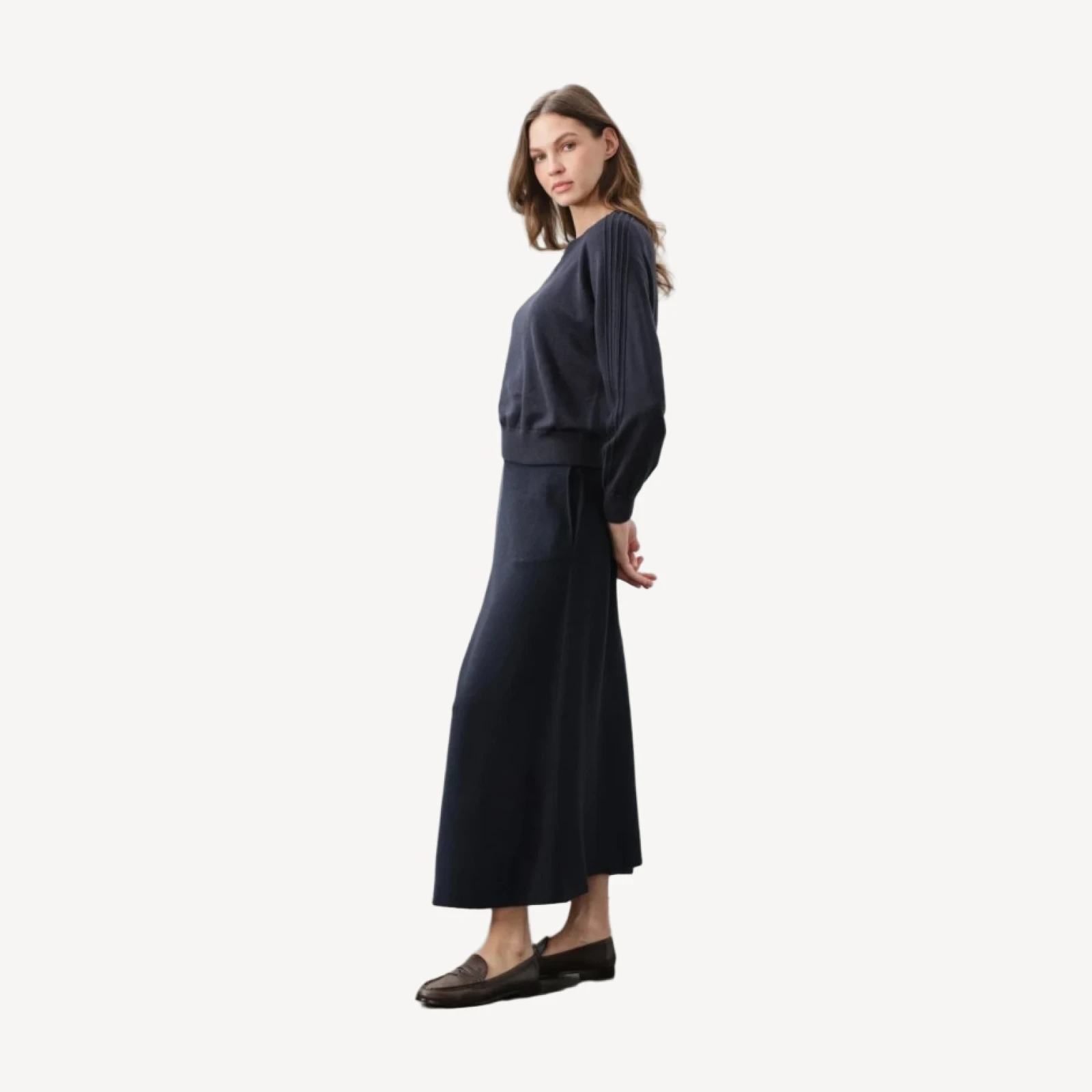 MAGLIA GIROCOLLO IN COTONE E CASHMERE KATIE - BLU NAVY
