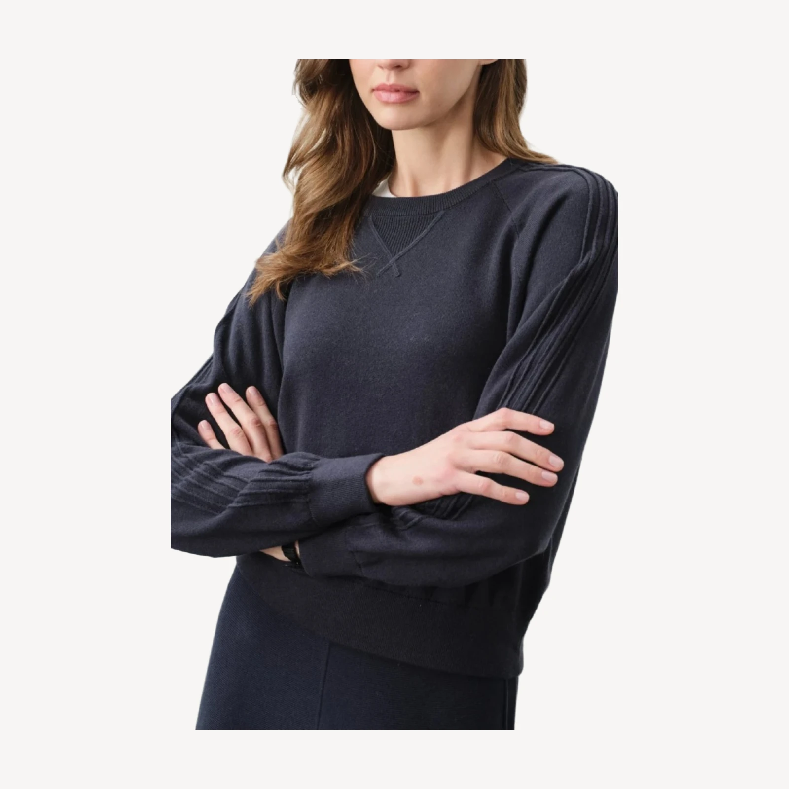 MAGLIA GIROCOLLO IN COTONE E CASHMERE KATIE - BLU NAVY