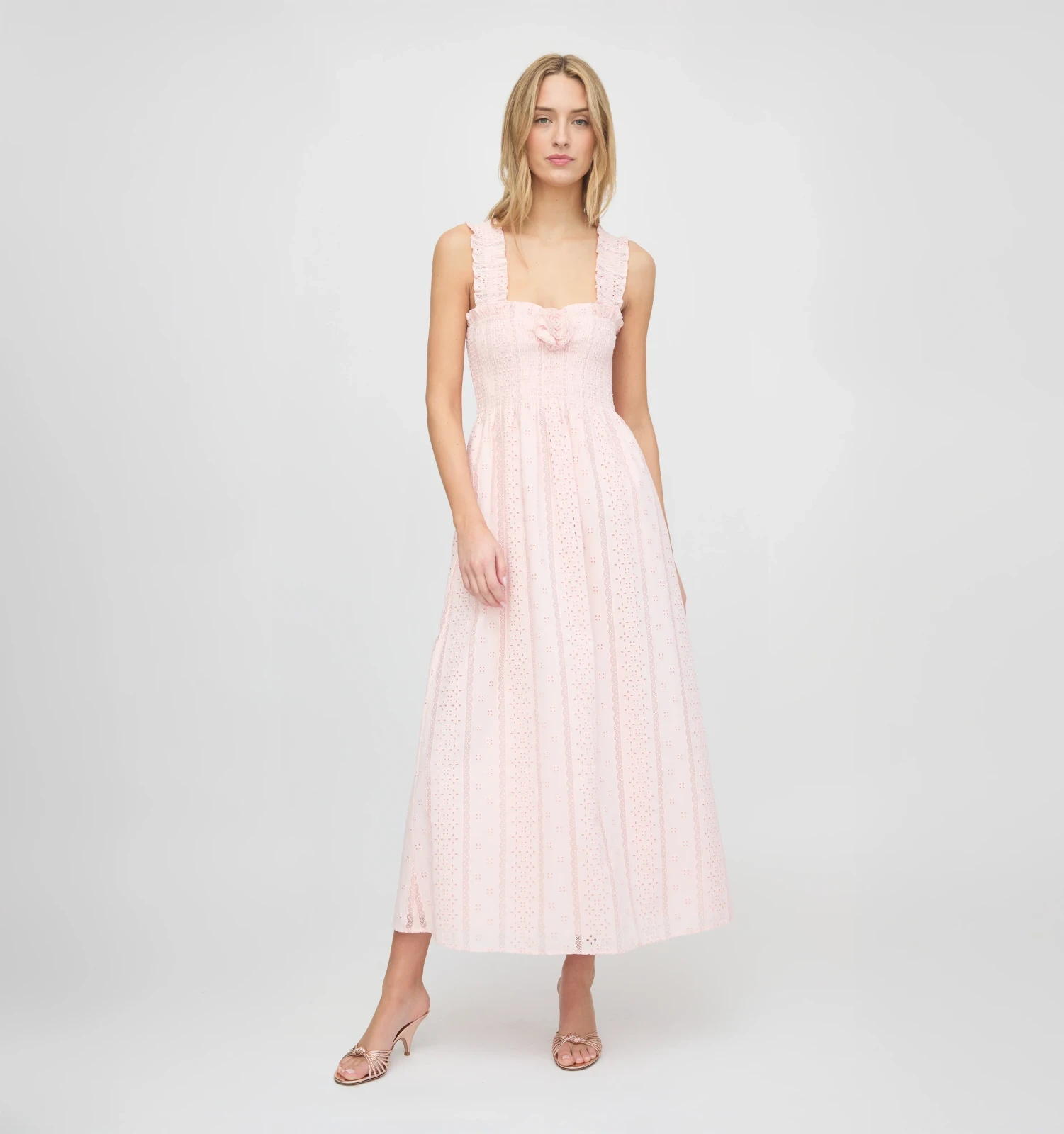 The Rosetta Nap Dress - Pink Broderie Voile