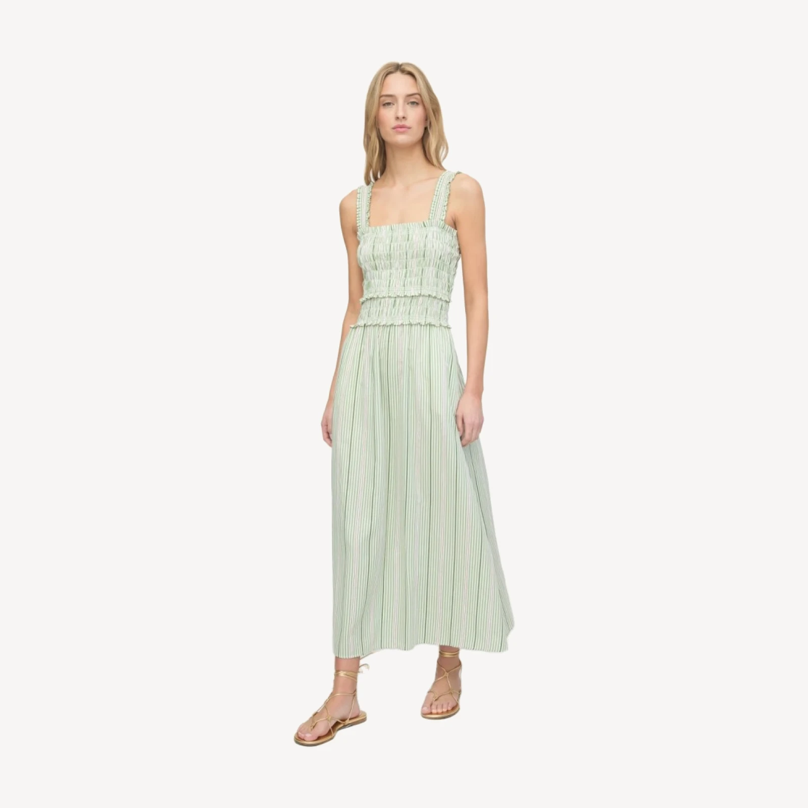 The Azalea Maxi Nap Dress - Green Jacquard Stripe