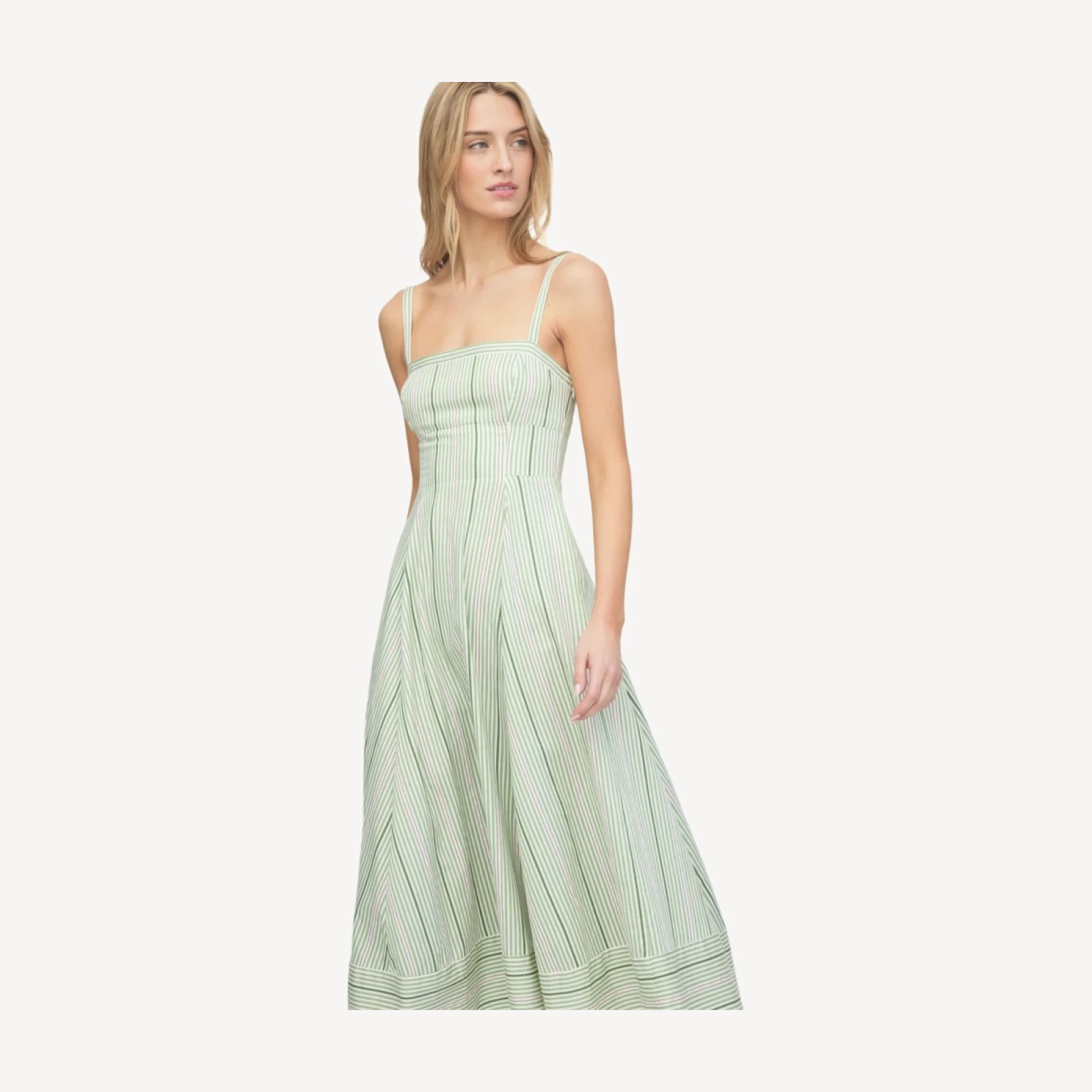 The Margot Dress - Green Jacquard Stripe