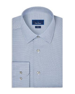 David Donahue Trim Fit Stretch Micro Twill Dress Shirt