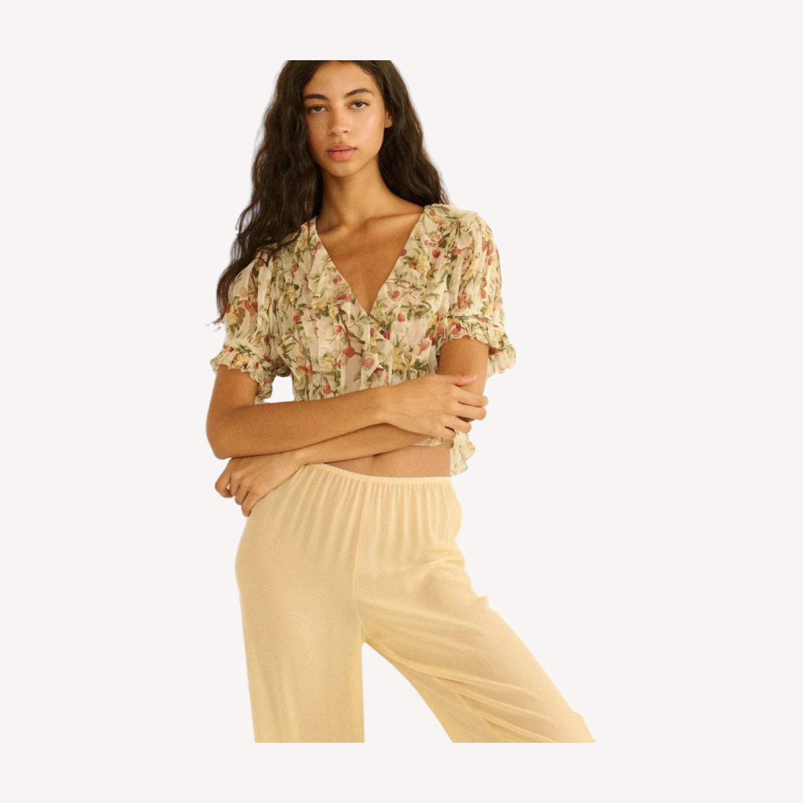 SALONA TOP -- CERISE ET FLEUR