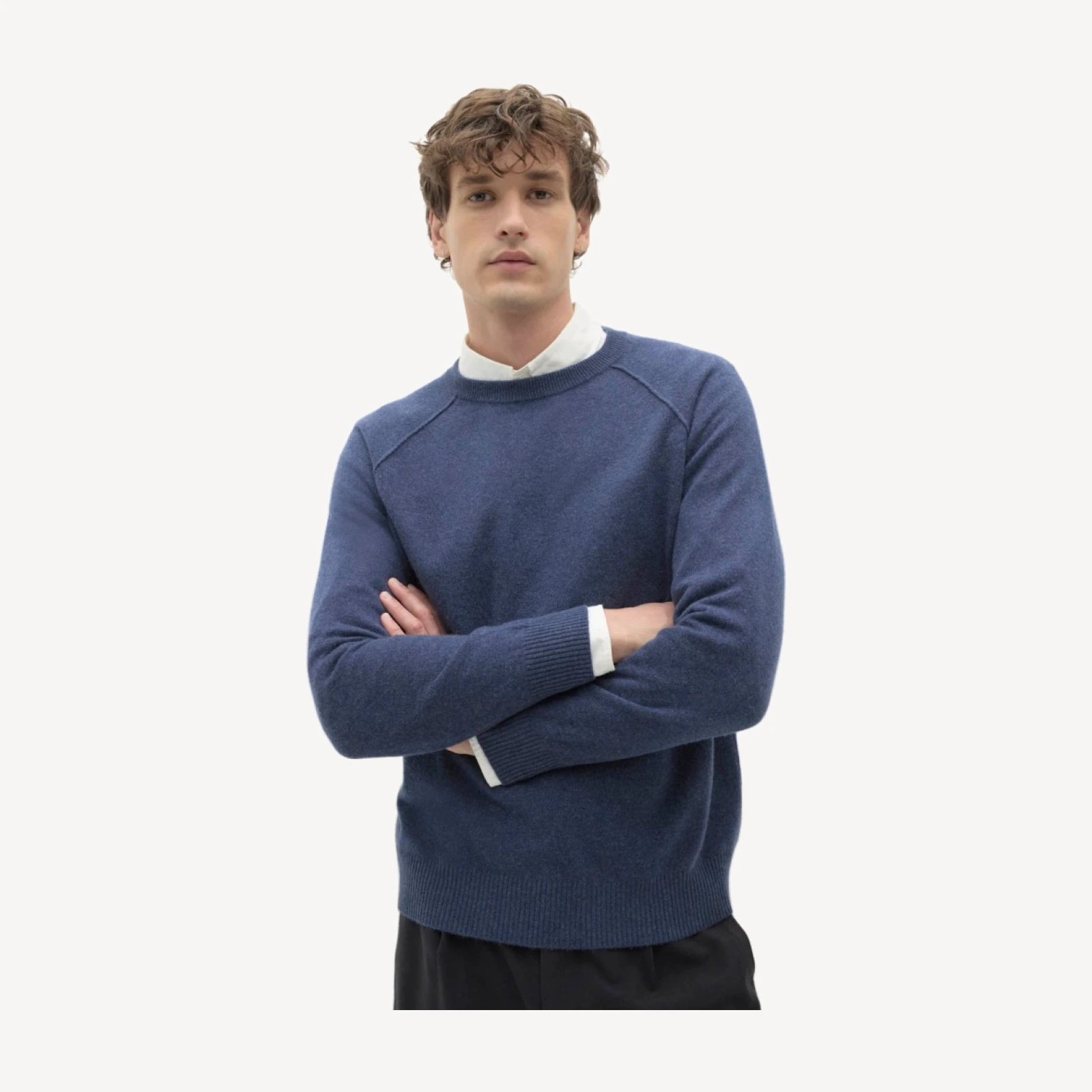 LORENZO CASHMERE CREWNECK - INDIGO HEATHER