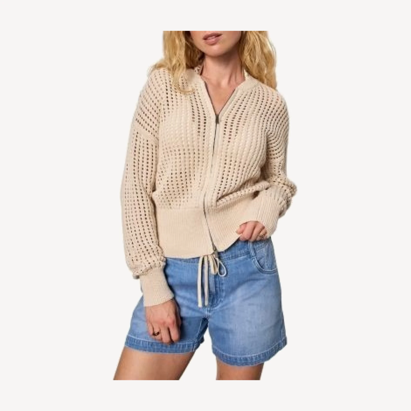 Sanctuary Laguna Openwork Bomber Sweater