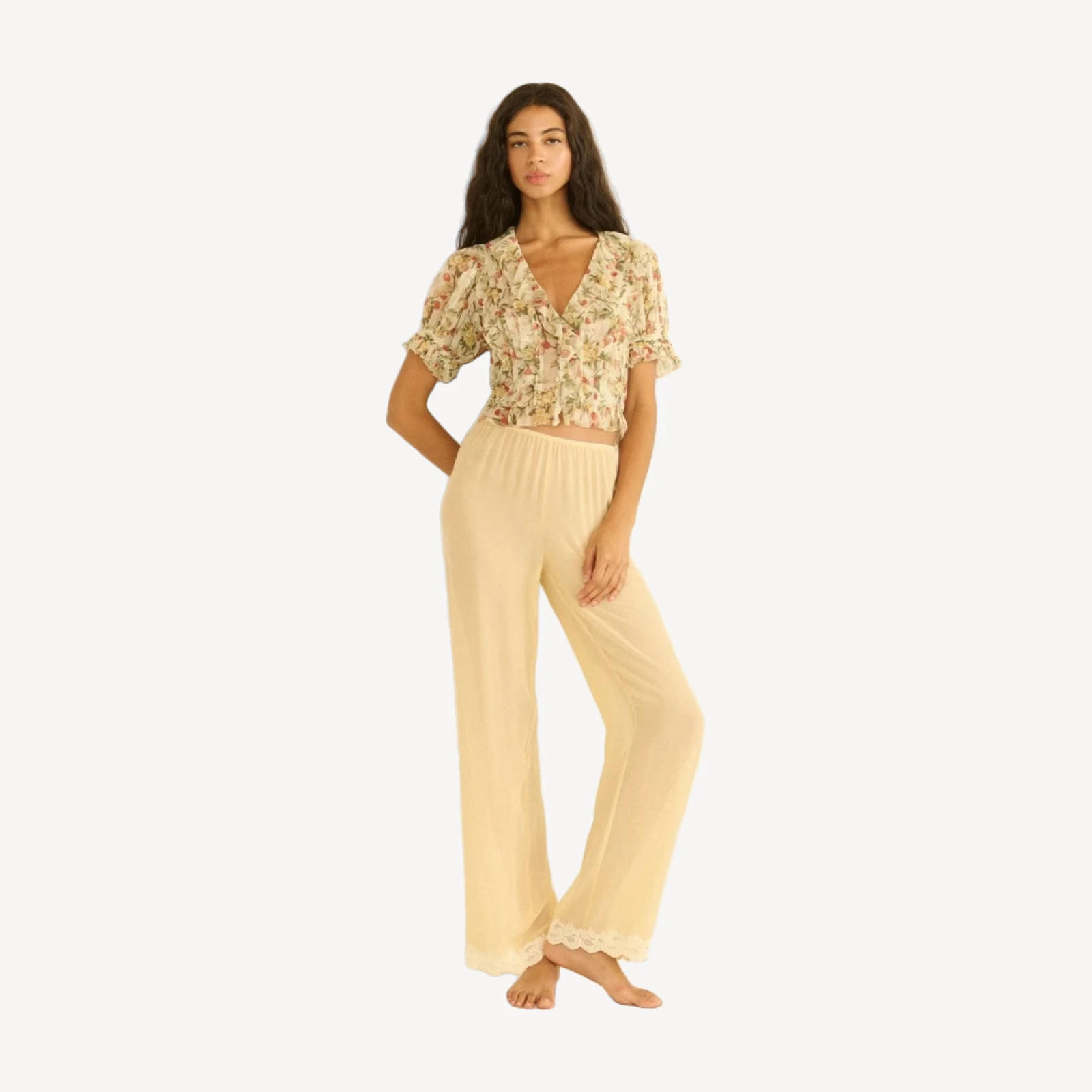 SALONA TOP -- CERISE ET FLEUR