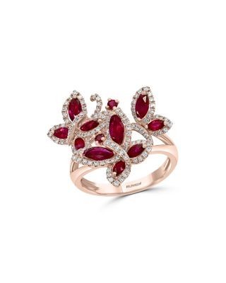 Bloomingdale's Fine Collection Ruby & Diamond Butterfly Statement Ring in 14K Rose Gold -Exclusive