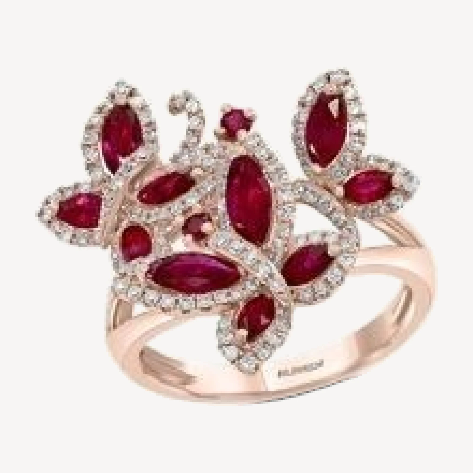 Bloomingdale's Fine Collection Ruby & Diamond Butterfly Statement Ring in 14K Rose Gold -Exclusive