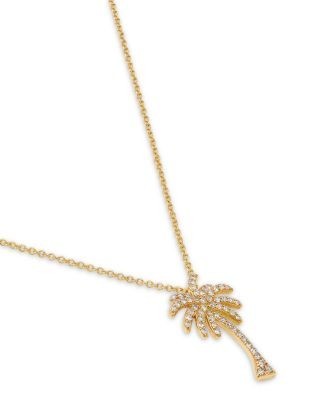 Bloomingdale's Fine Collection Diamond Palm Tree Pendant Necklace in 14K Yellow Gold, 0.25 tcw