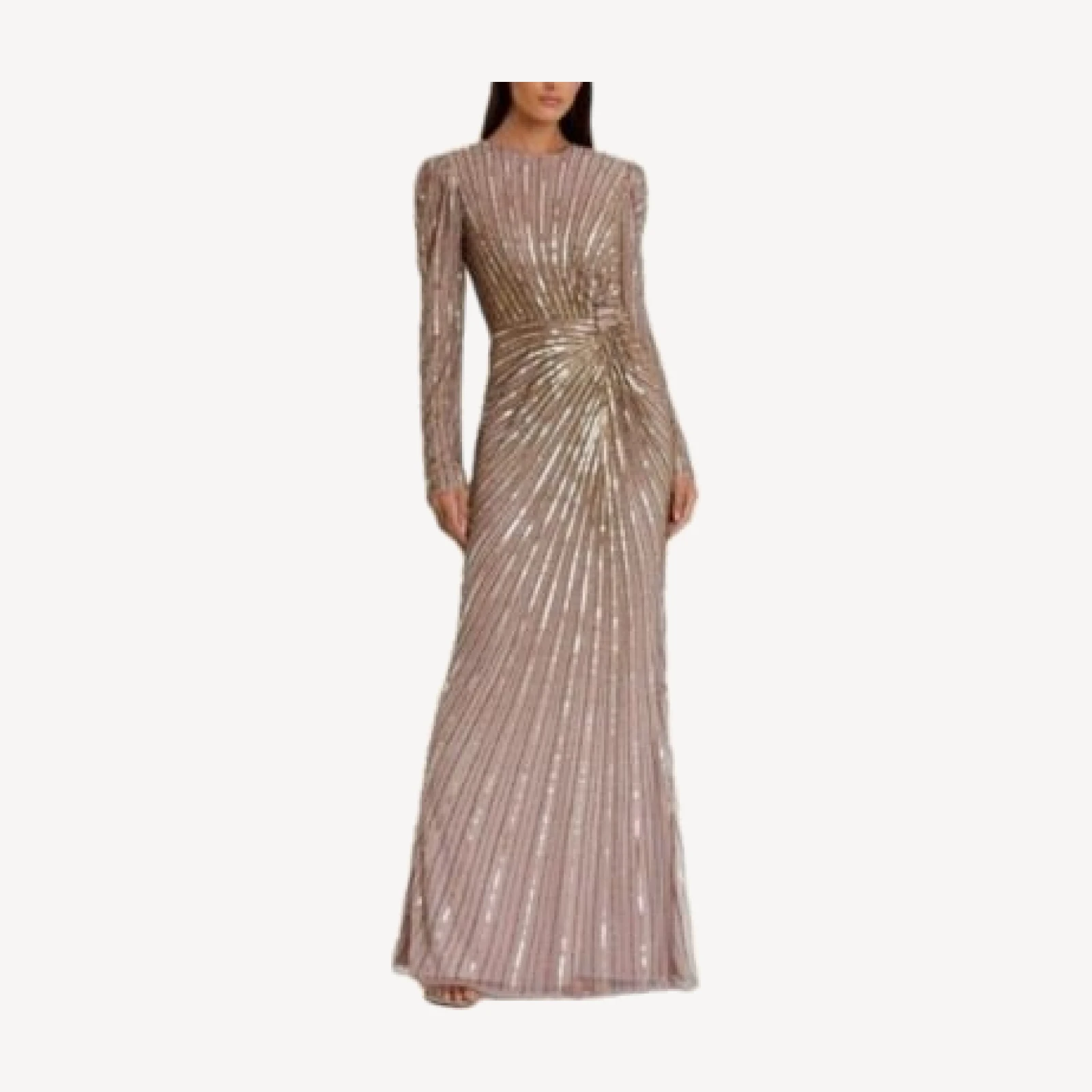 Mac Duggal Embellished Puff Sleeve Side Knot Gown