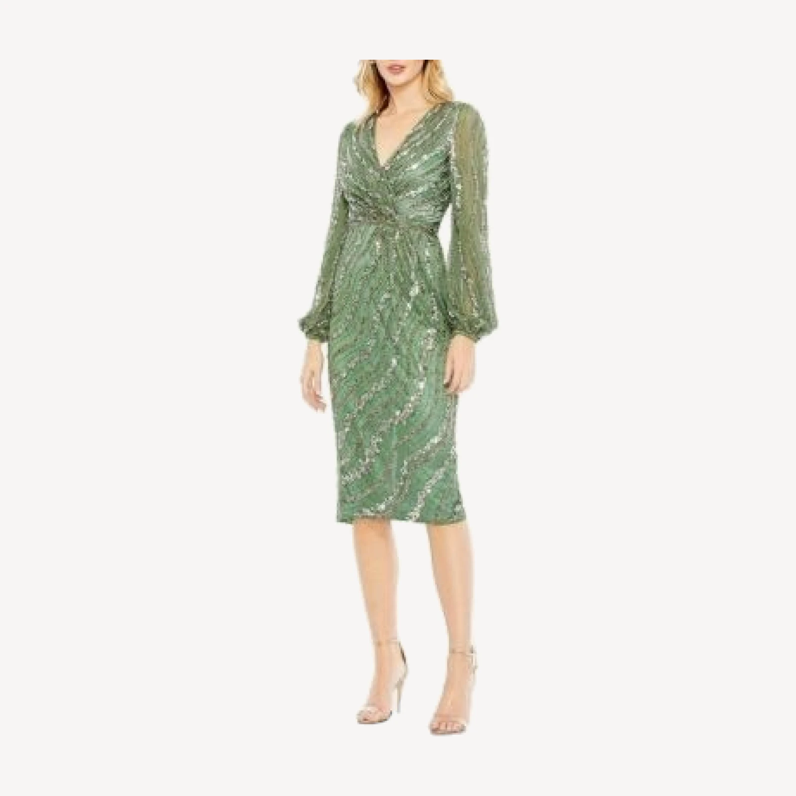 Mac Duggal Embellished Long Sleeve Midi Dress