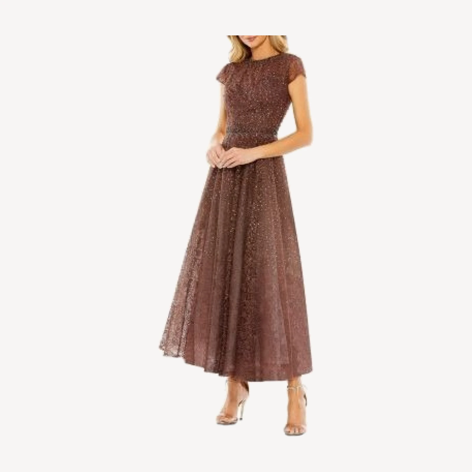 Mac Duggal Embellished Cap Sleeve A Line Dress