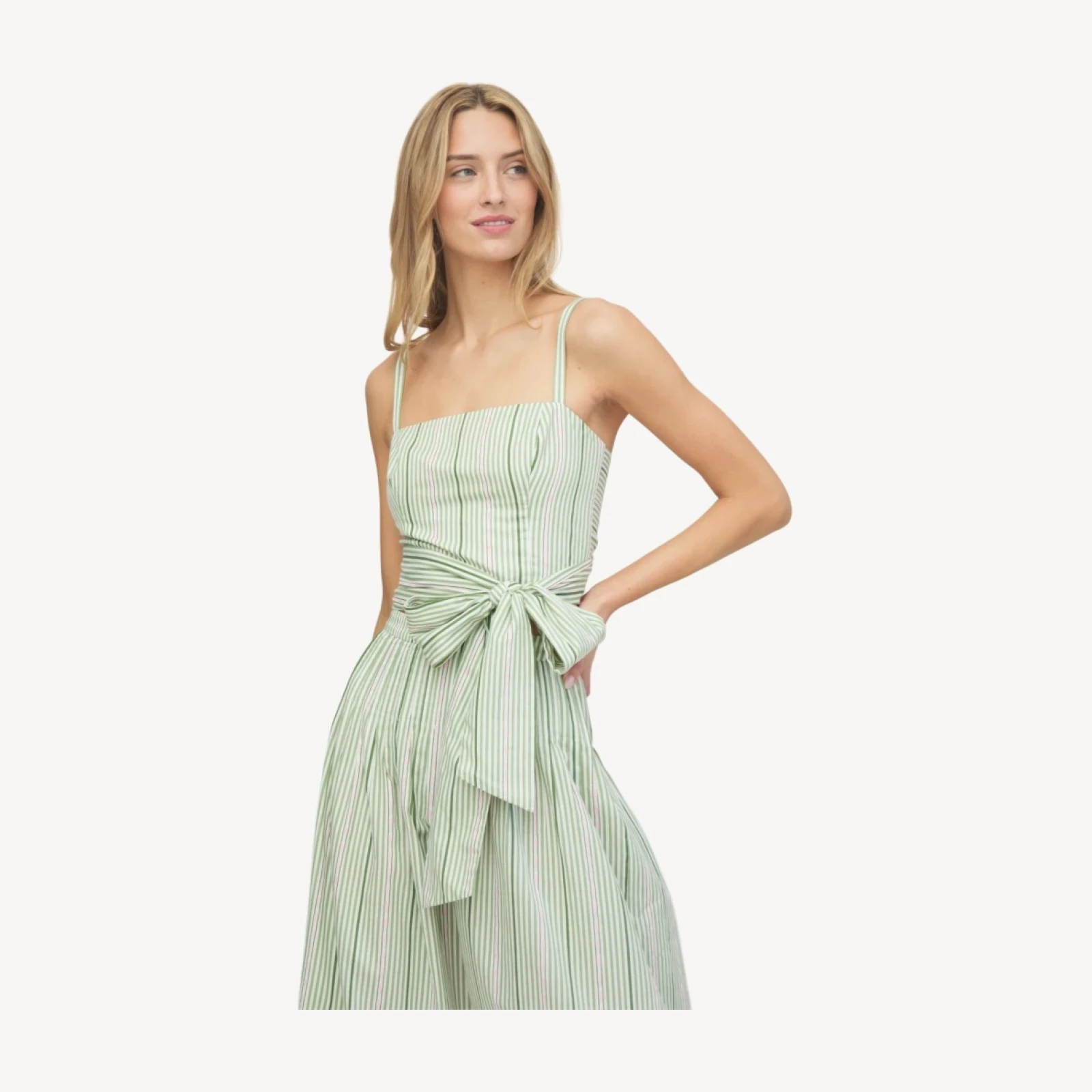 The Miranda Top - Green Jacquard Stripe