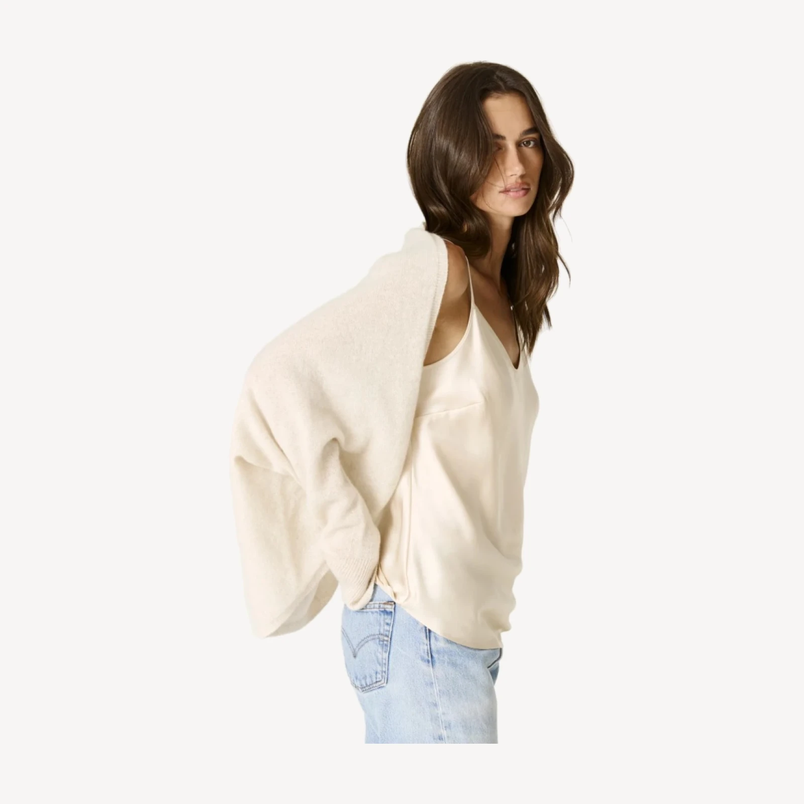 MELI SHRUG IN CASHMERE ULTRA LEGGERO - SABBIA