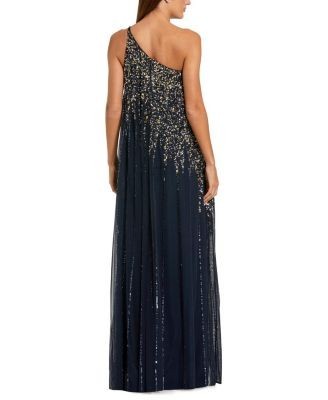 Mac Duggal One Shoulder Embellished Trapeze A Line Gown