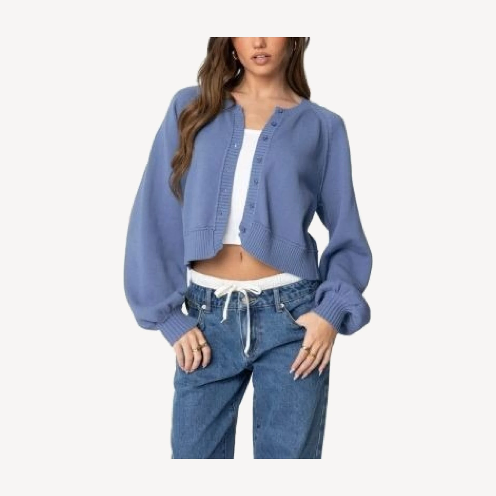 Edikted Sammi Puff Sleeve Knit Cardigan