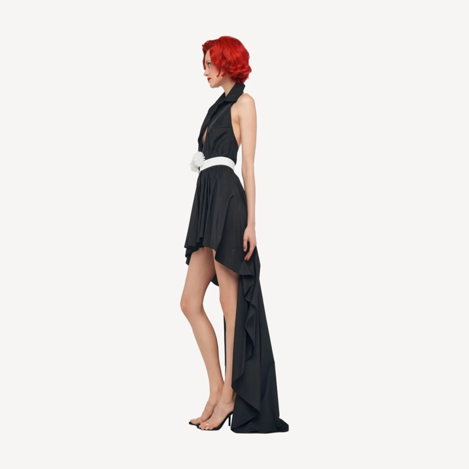 HI LOW NK HALTER FLARED DRESS