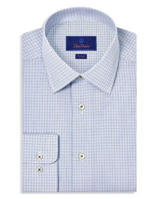 David Donahue Slim Fit Printed Poplin Dress Shirt