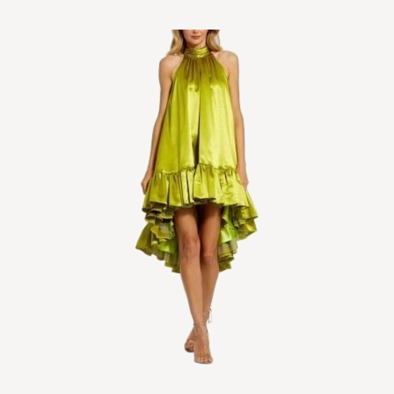 Mac Duggal High Neck Satin Mini Dress with Keyhole