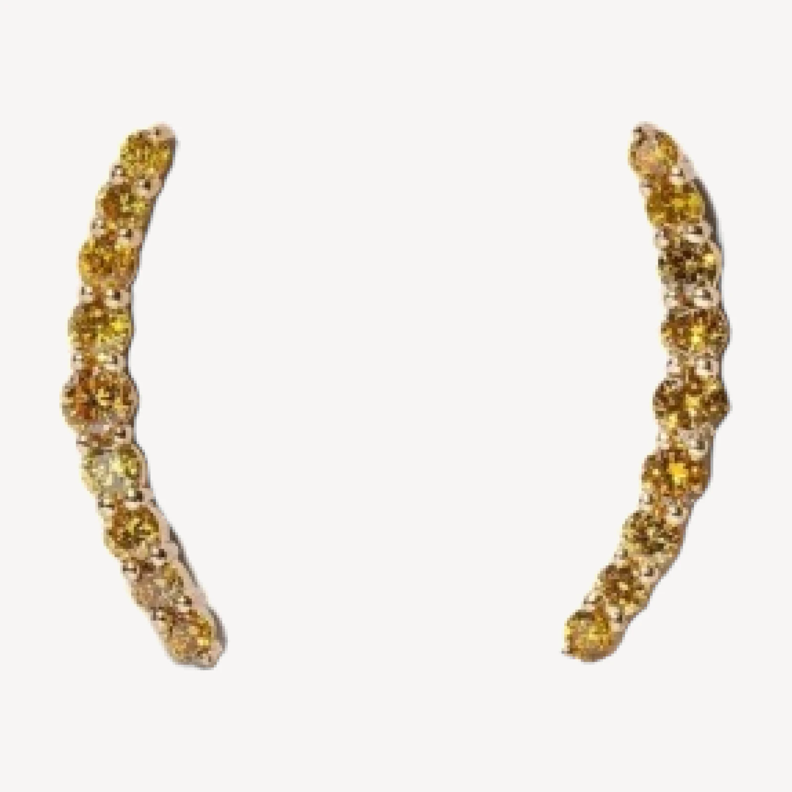 Crescent Ear Climber Stud Earrings - Yellow Diamond