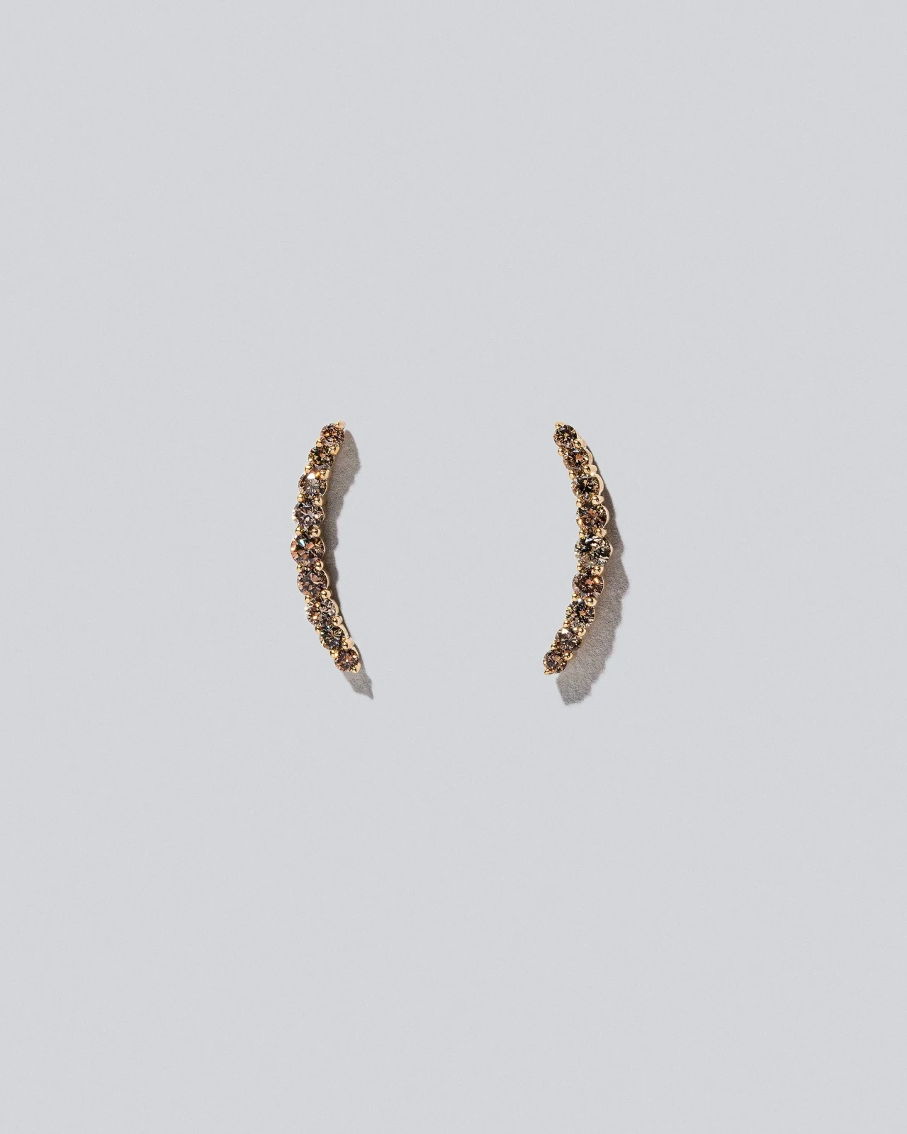 Crescent Ear Climber Stud Earrings - Cognac Diamond