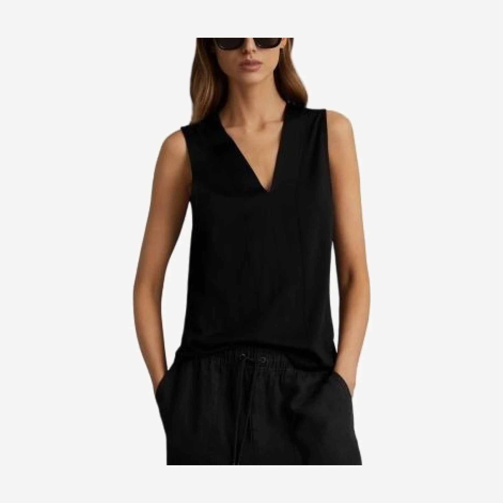Reiss Mira Sleeveless V Neck Top