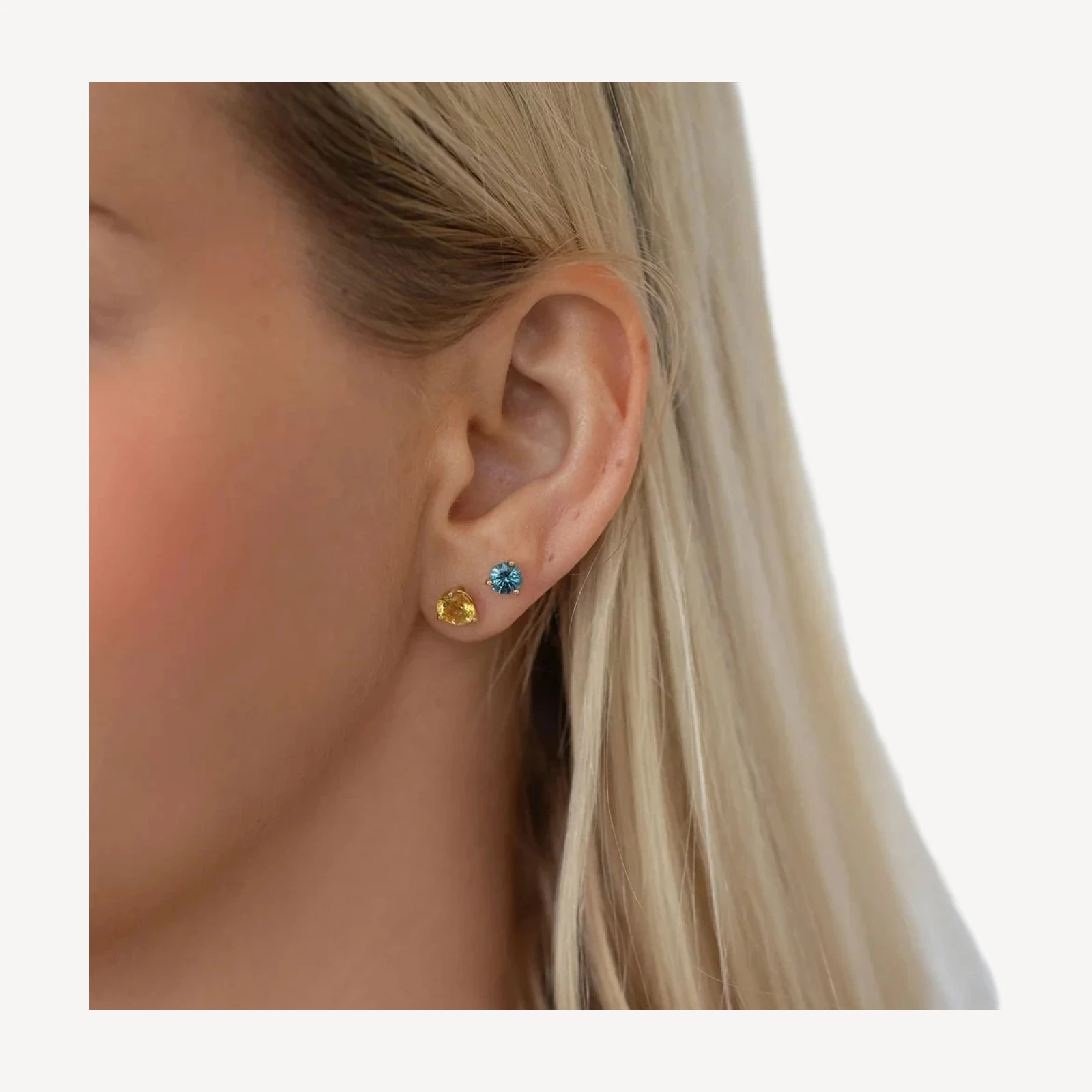 Martini Stud Earrings - Petite Yellow & Blue Sapphire