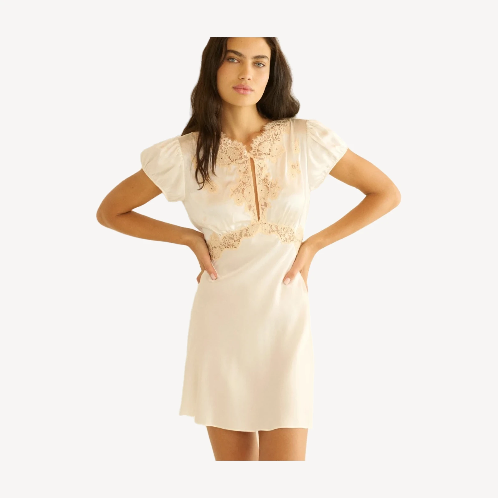 JUNIA DRESS -- SALT AND PEACH LACE