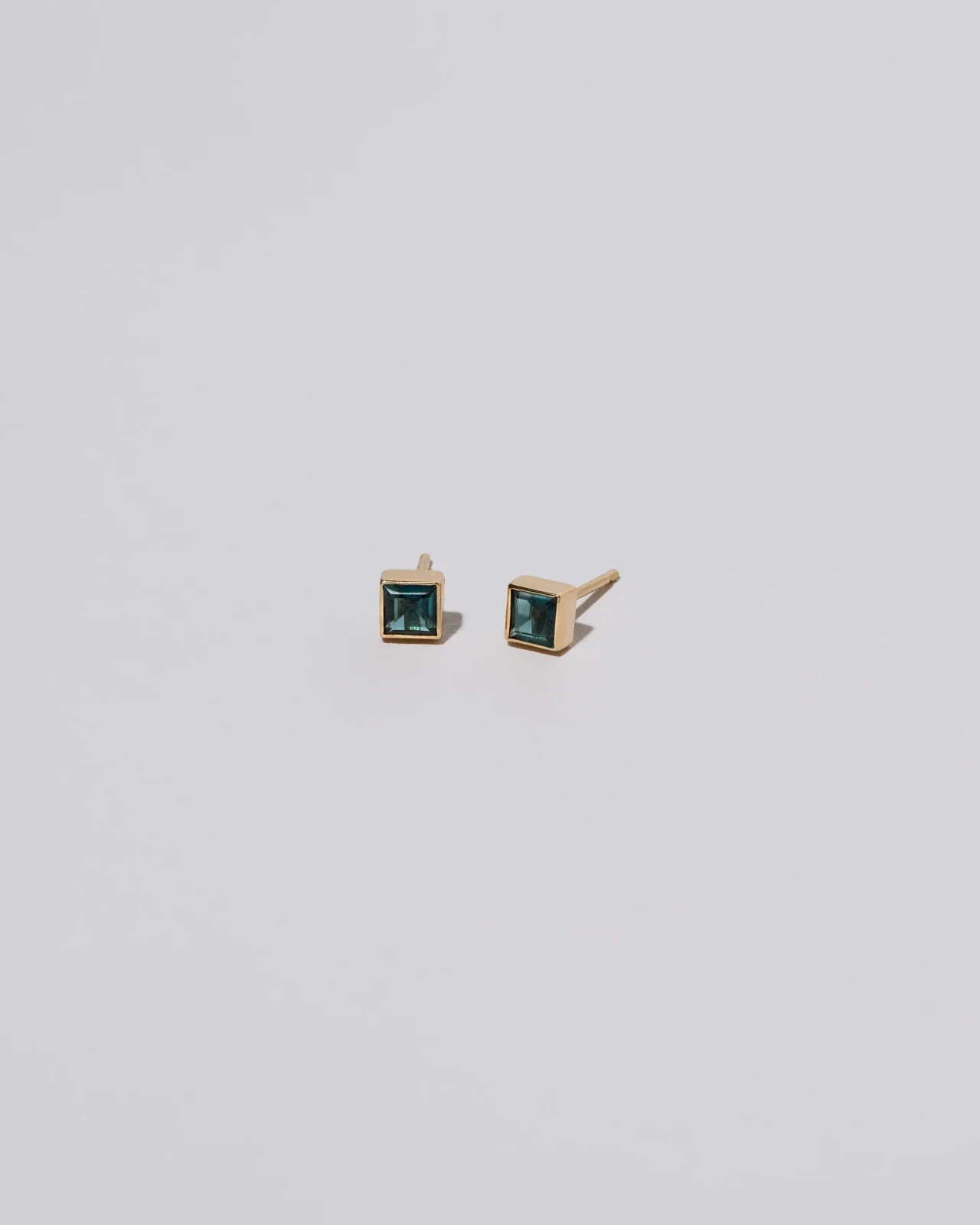 Square Frame Stud Earrings - Teal Tourmaline