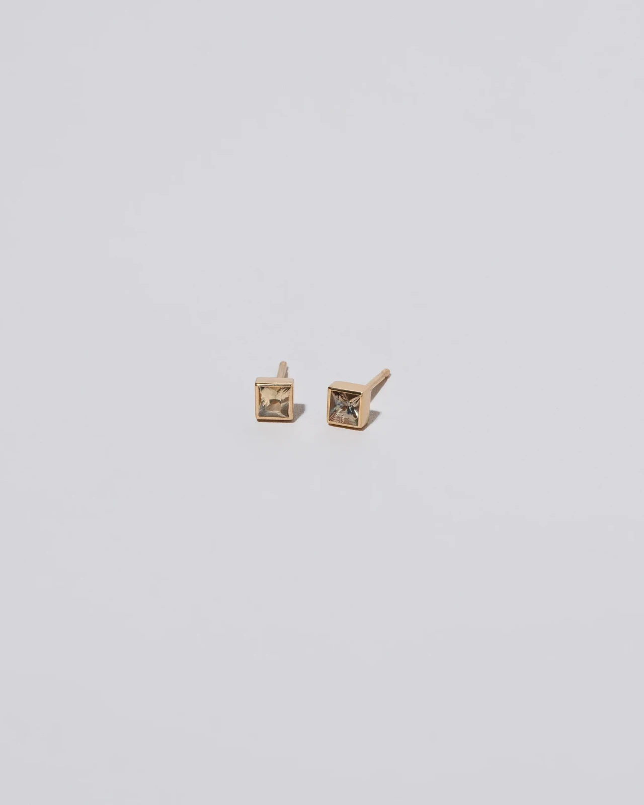 Square Frame Stud Earrings - Petite Yellow Sapphire
