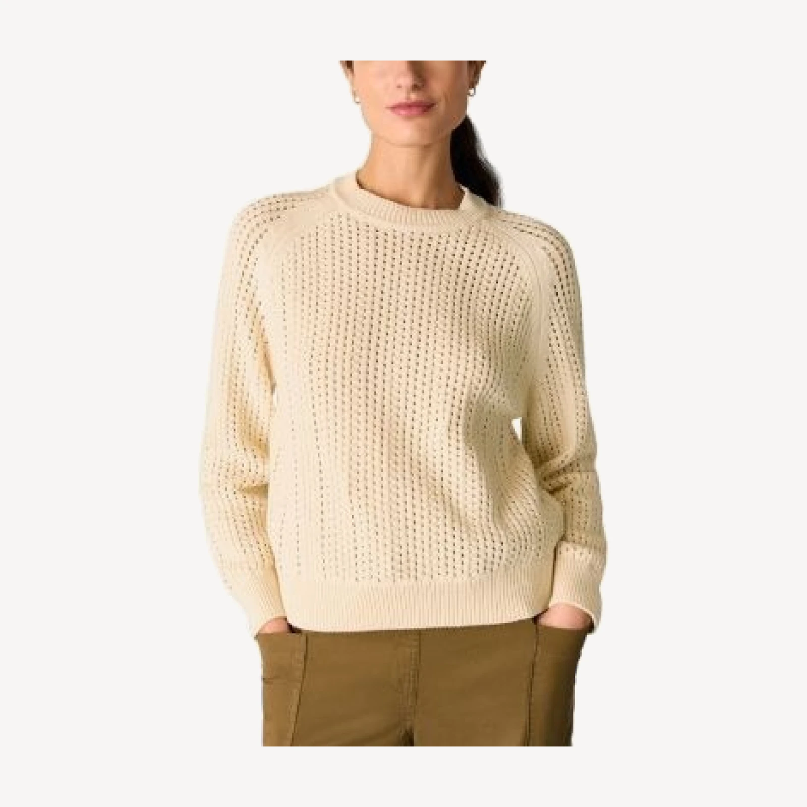 Whistles Pointelle Crewneck Knit Sweater