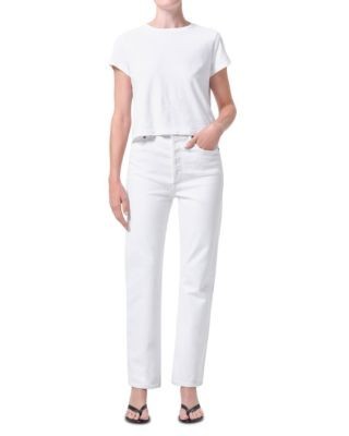 Agolde '90s Pinch Waist High Rise Straight Jeans in Marshmallow
