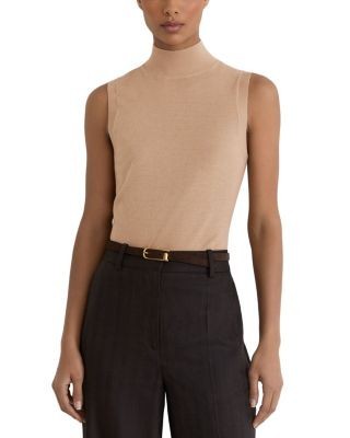Reiss Evelyn Wool Funnel Neck Sleeveless Top