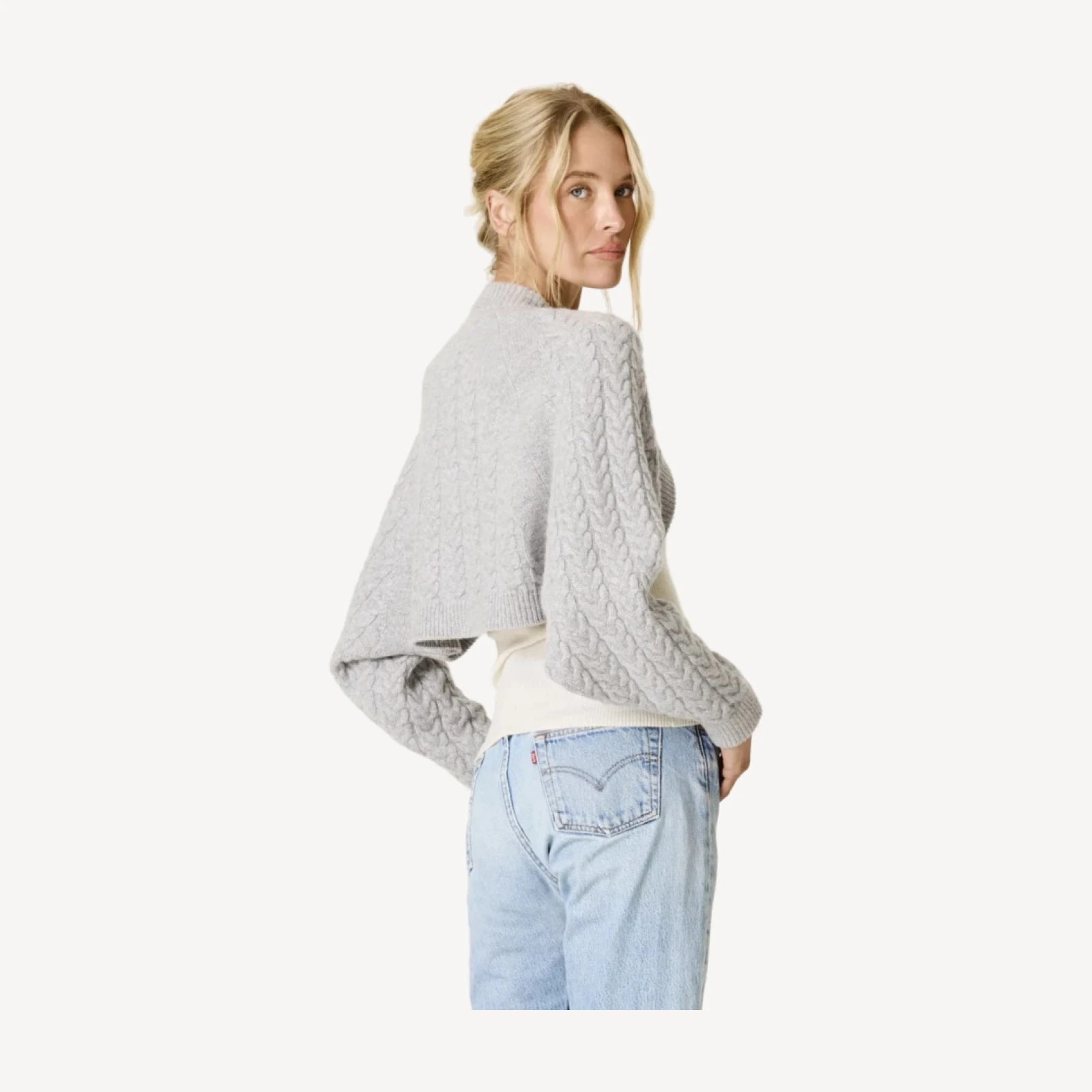 MIA CABLEKNIT SHRUG - SHADOW HEATHER
