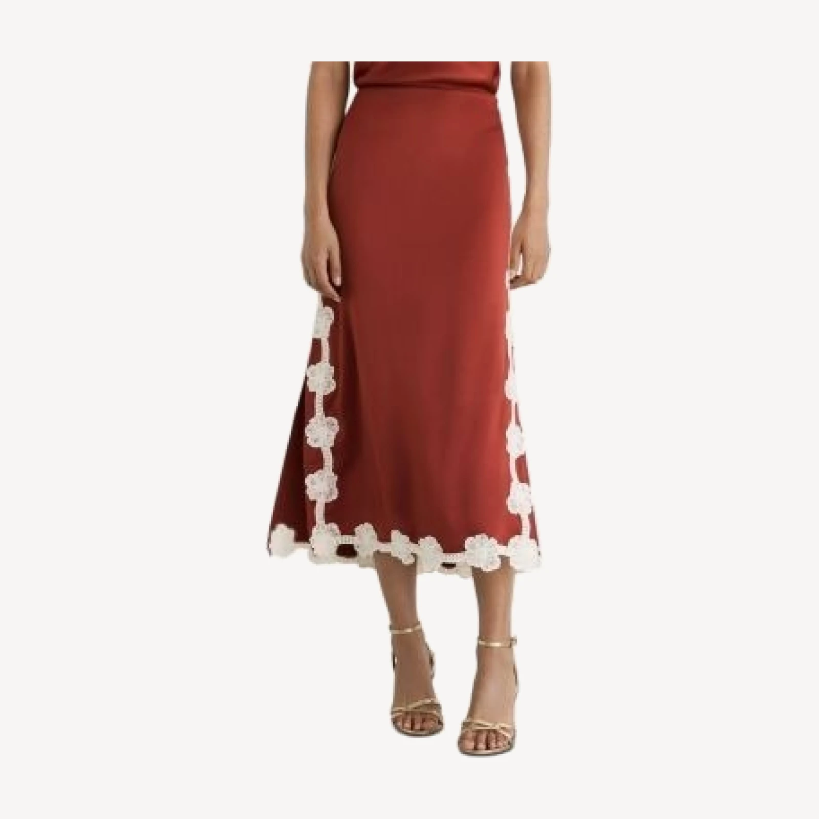 Reiss Doa Floral Lace Trim Satin Skirt