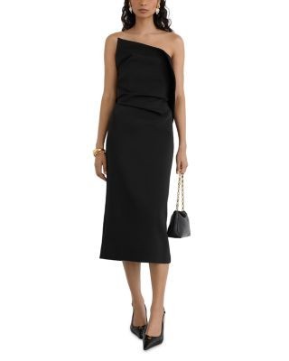 Reiss Structured Strapless Midi Dress