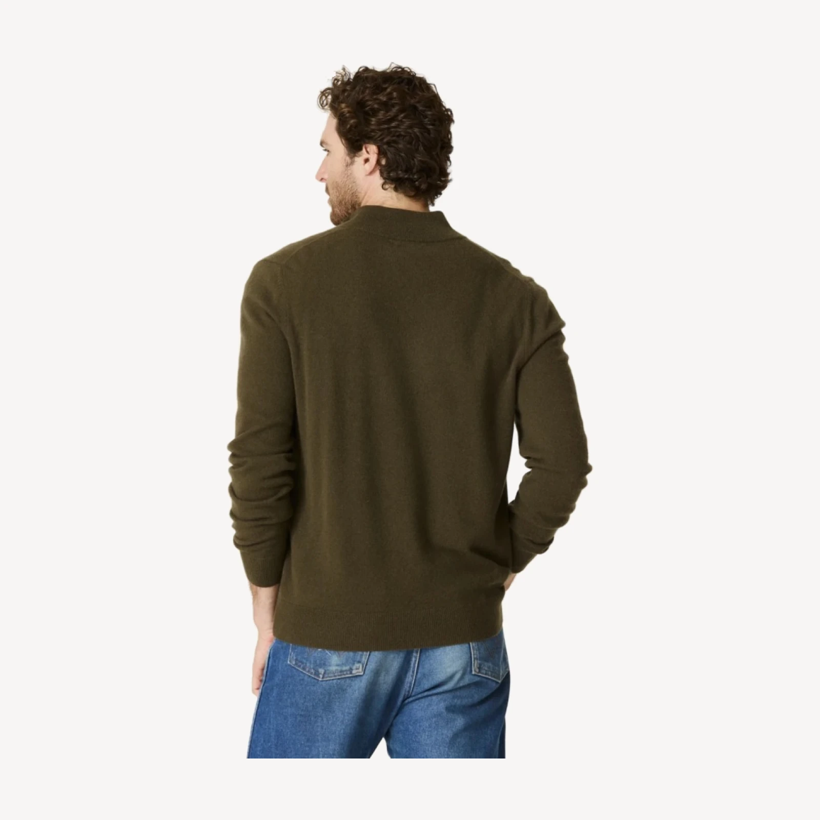 FLYNN CASHMERE QUARTER-ZIP - BAYLEAF