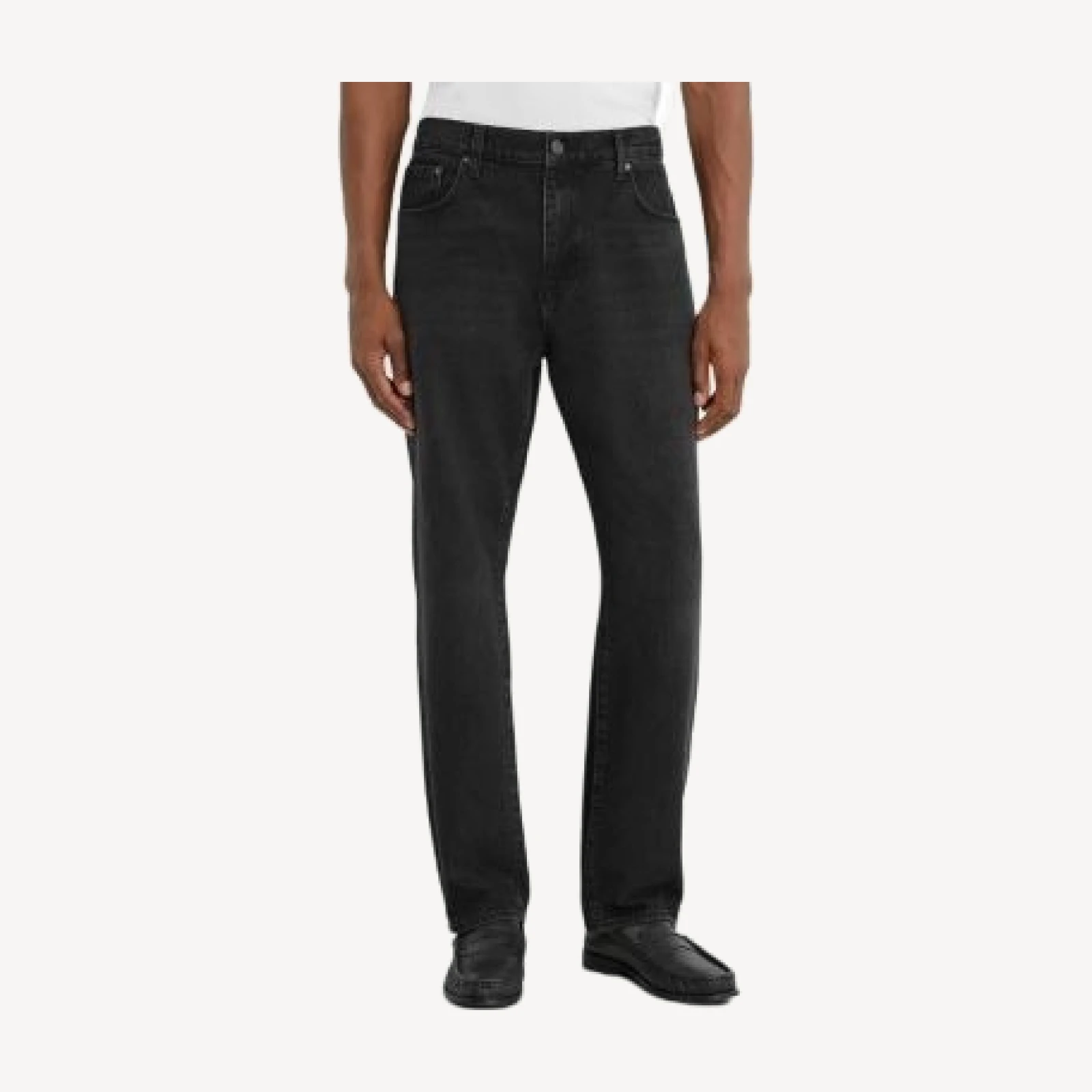 Reiss Dylan Cotton Relaxed Straight Fit Jeans in Black
