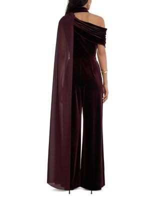 Reiss Carrie Stretch Velvet One Shoulder Jumpsuit