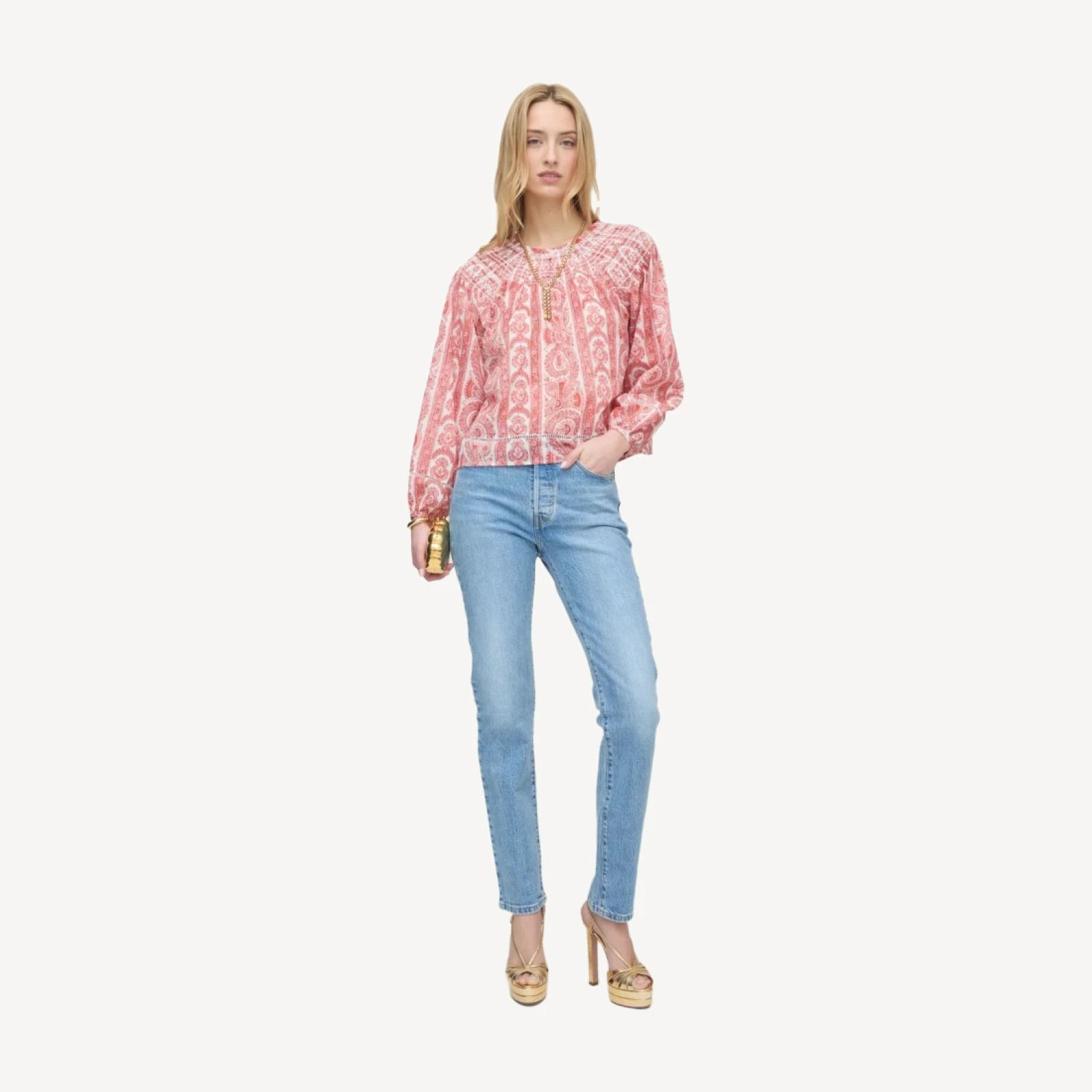 The Skye Top - Coral Corsica Paisley