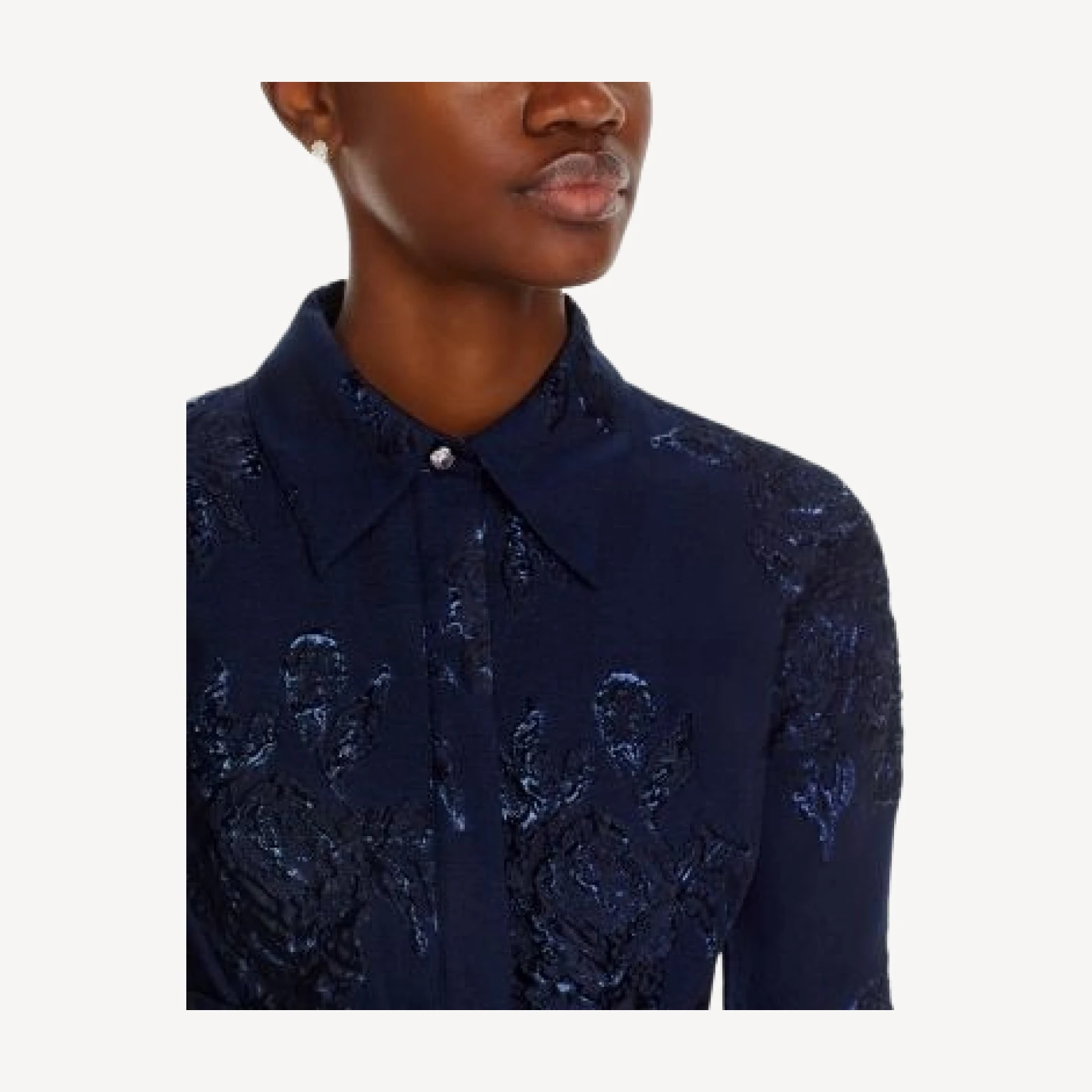 Teri Jon by Rickie Freeman Metallic Jacquard Shirt Dress Gown