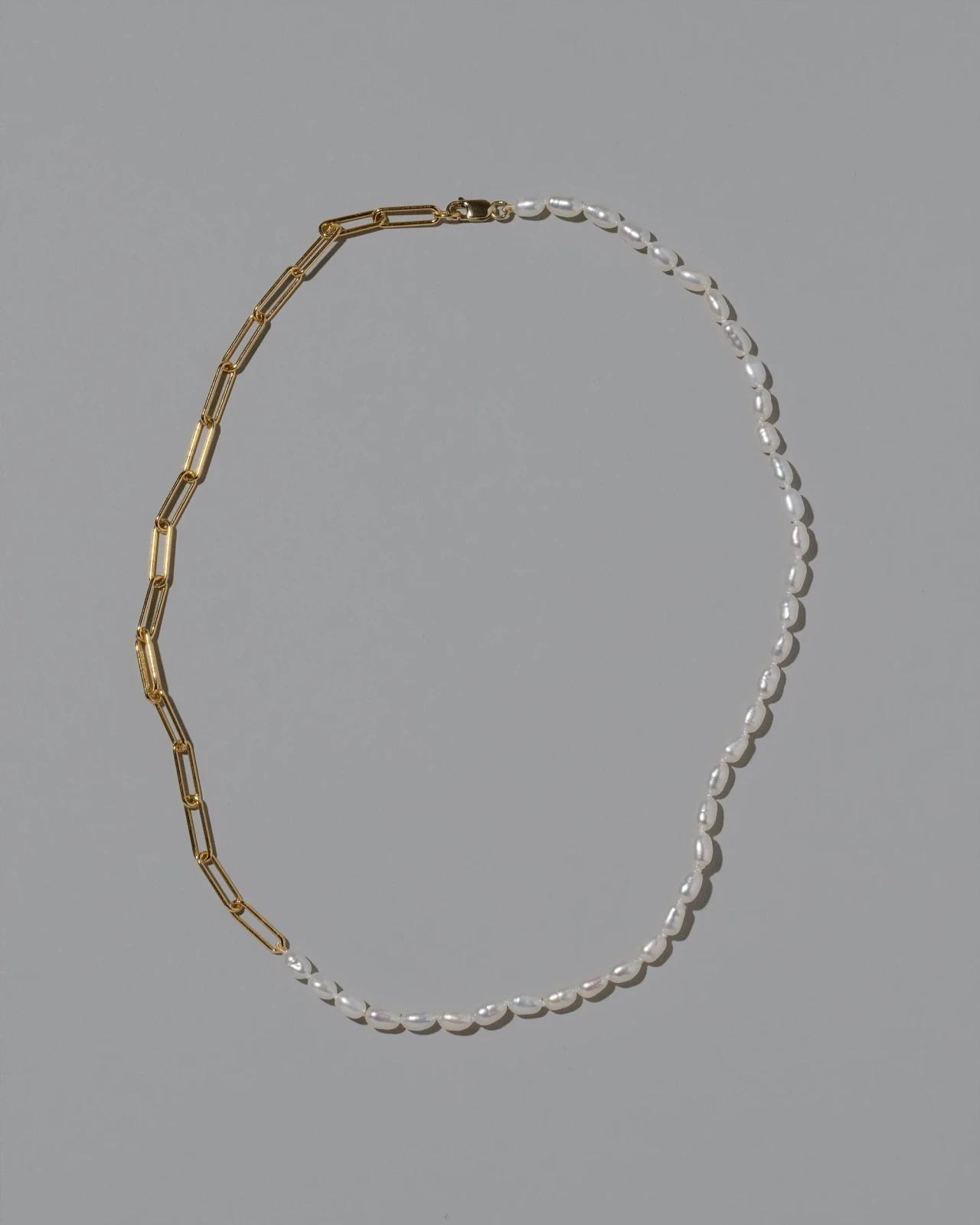 Rice Pearl Long Oval Necklace