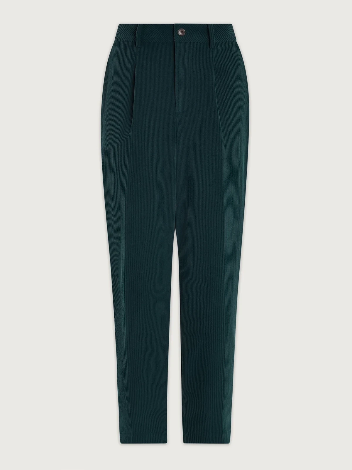 Plush Cord Pleat Tapered Trouser Long