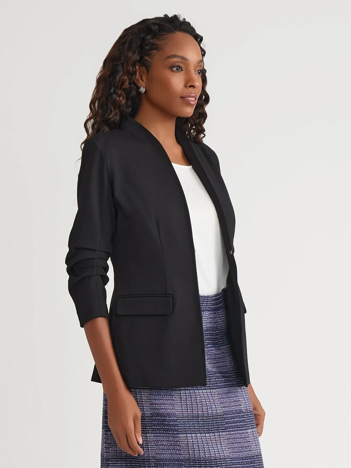 Tailored LuxeStretch Ponte Blazer, Black - True Fit, photo 3