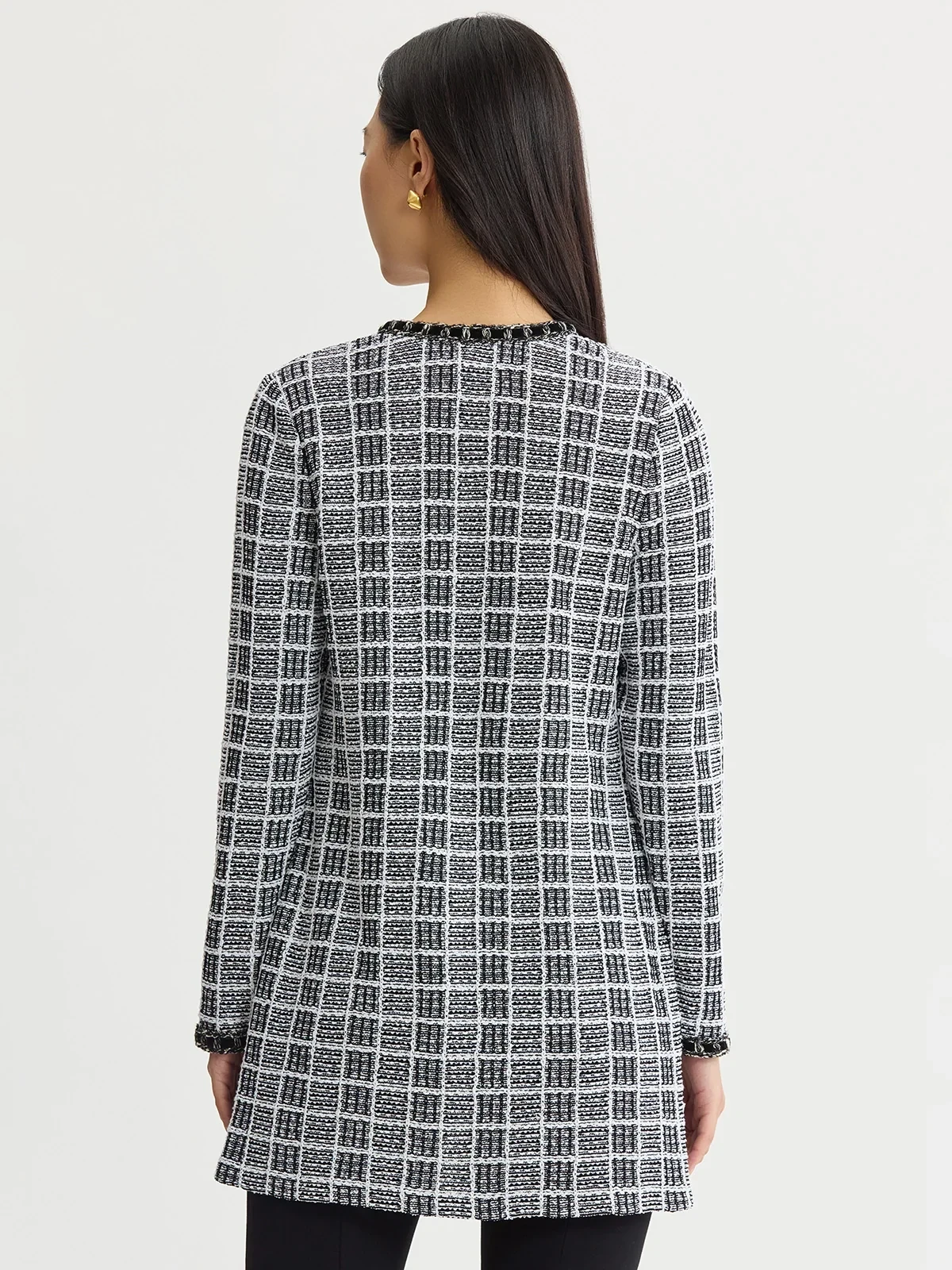Heritage Velvet Ribbon Trim Plaid Knit Jacket, photo 6