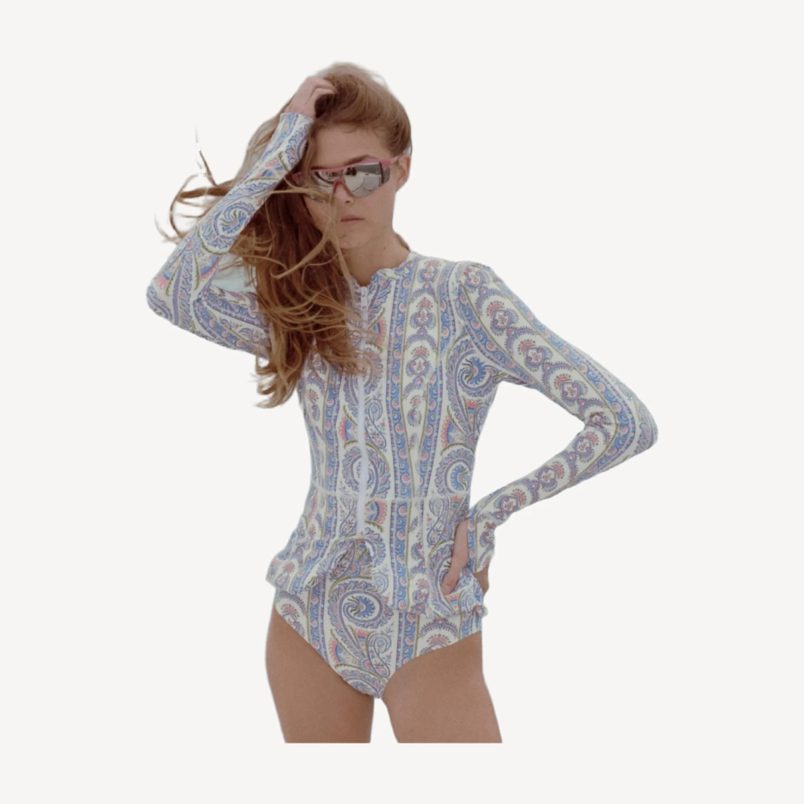 The Alexia Rashguard - Blue Corsica Paisley