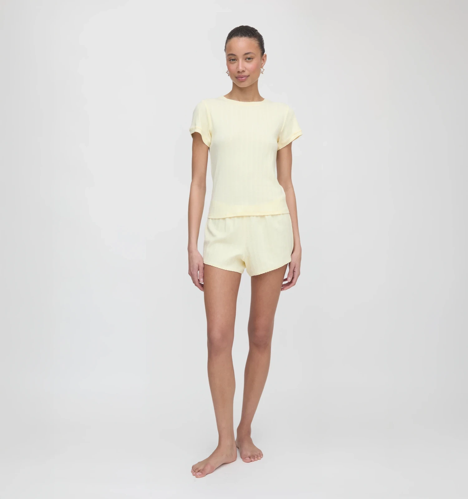 The Coco Pointelle PJ Set - Butter Yellow Pointelle