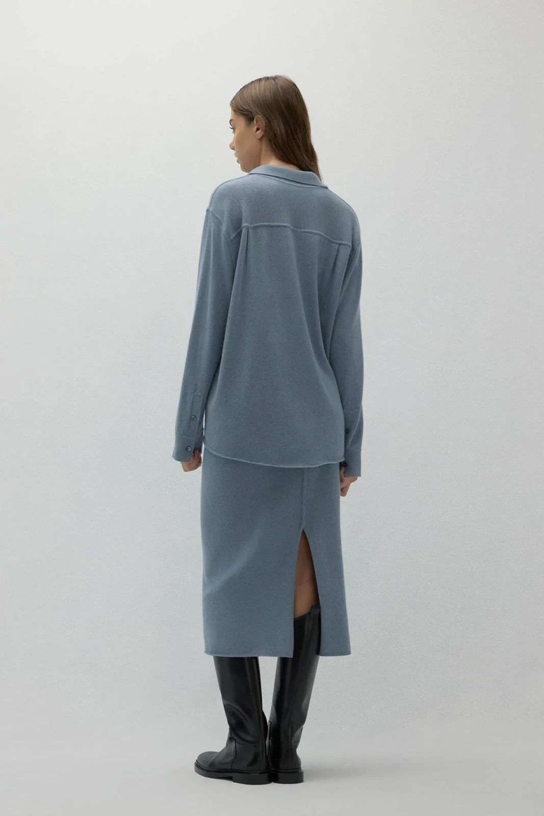 CATANIA DENIM CASHMERE SHIRT - STONEWASH