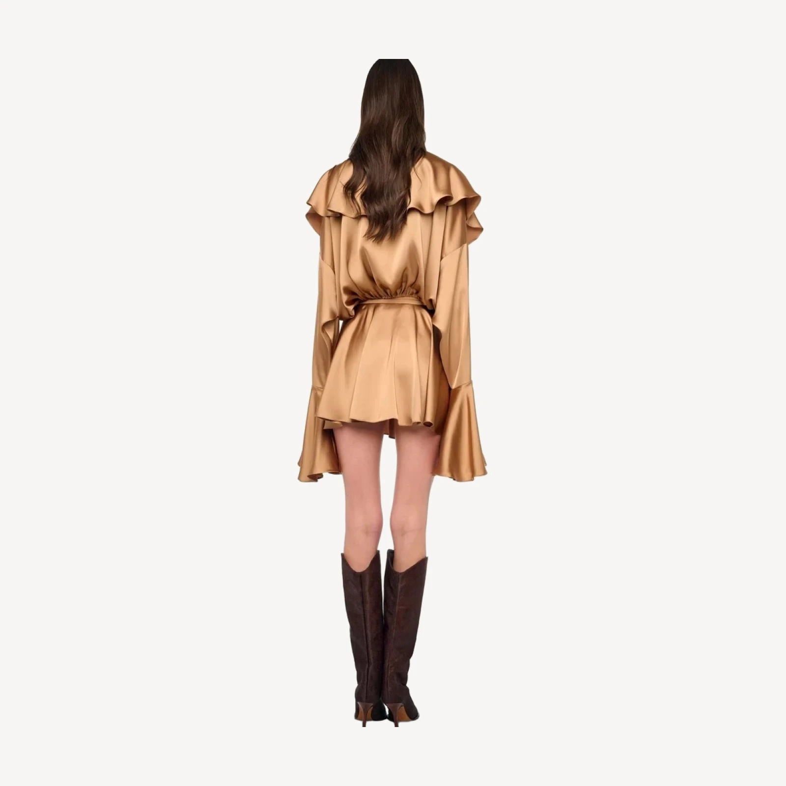 LONG SLEEVE DEEP V RUFFLE BODYSUIT
